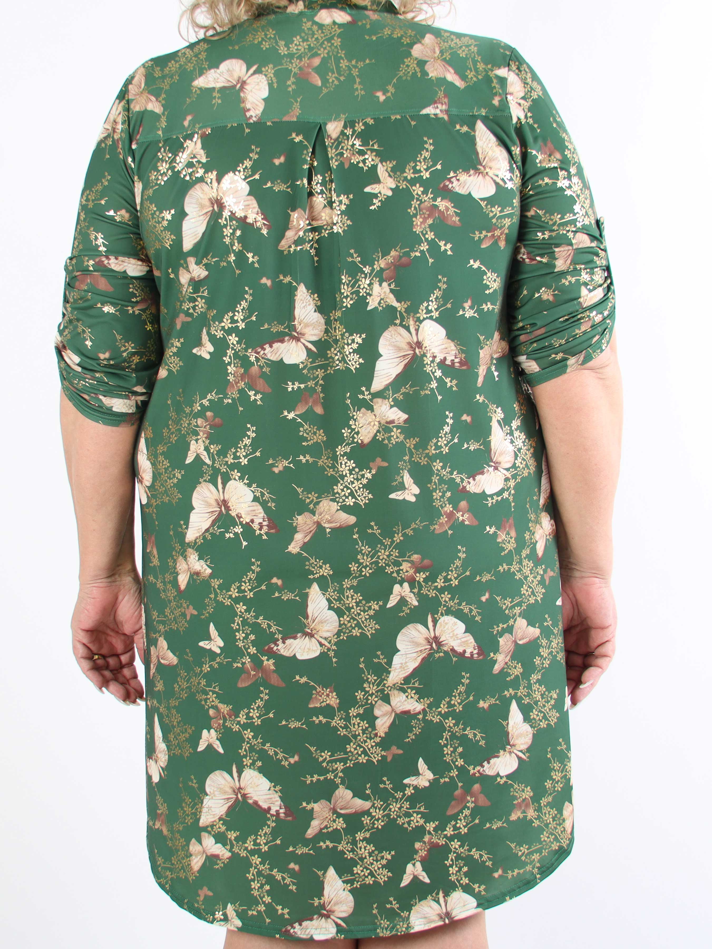 Ebba Butterfly - Elastisk plus size kjole med sommerfugle